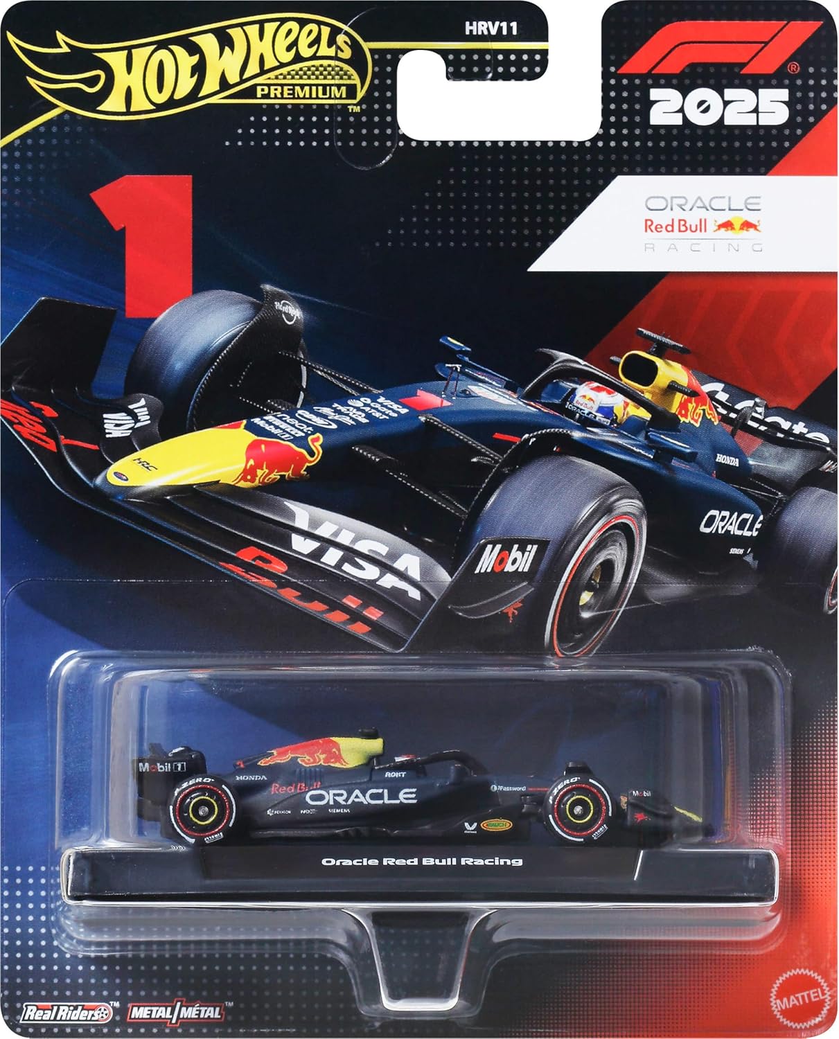 Hot Wheels 1:64 Scale Premium Die-Cast Oracle Red Bull Racing – Max Verstappen #1 Formula 1 Collectible Toy Race Car with Real Riders Tires & Metal/Metal Body & Chassis, JKD83