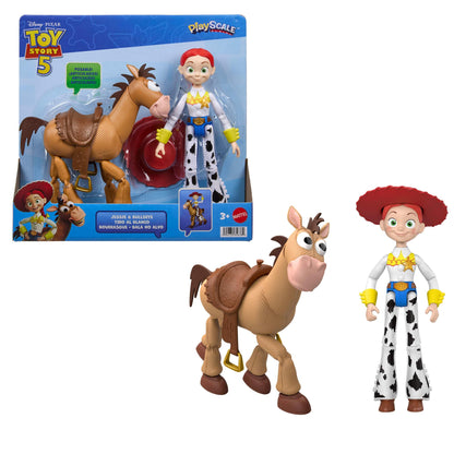 Mattel Disney and Pixar Toy Story 5 Playscale Posable 7 Inch Action Figures 2 Pack, Jessie & Bullseye, Removable Cowboy Hat, JKV21