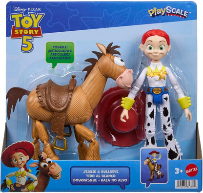 Mattel Disney and Pixar Toy Story 5 Playscale Posable 7 Inch Action Figures 2 Pack, Jessie & Bullseye, Removable Cowboy Hat, JKV21