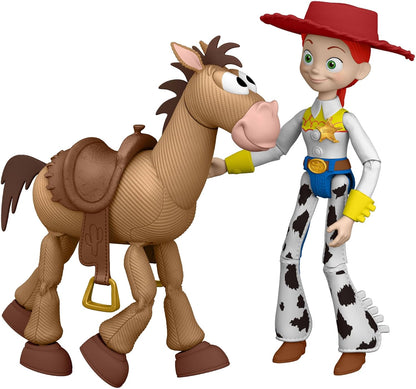 Mattel Disney and Pixar Toy Story 5 Playscale Posable 7 Inch Action Figures 2 Pack, Jessie & Bullseye, Removable Cowboy Hat, JKV21