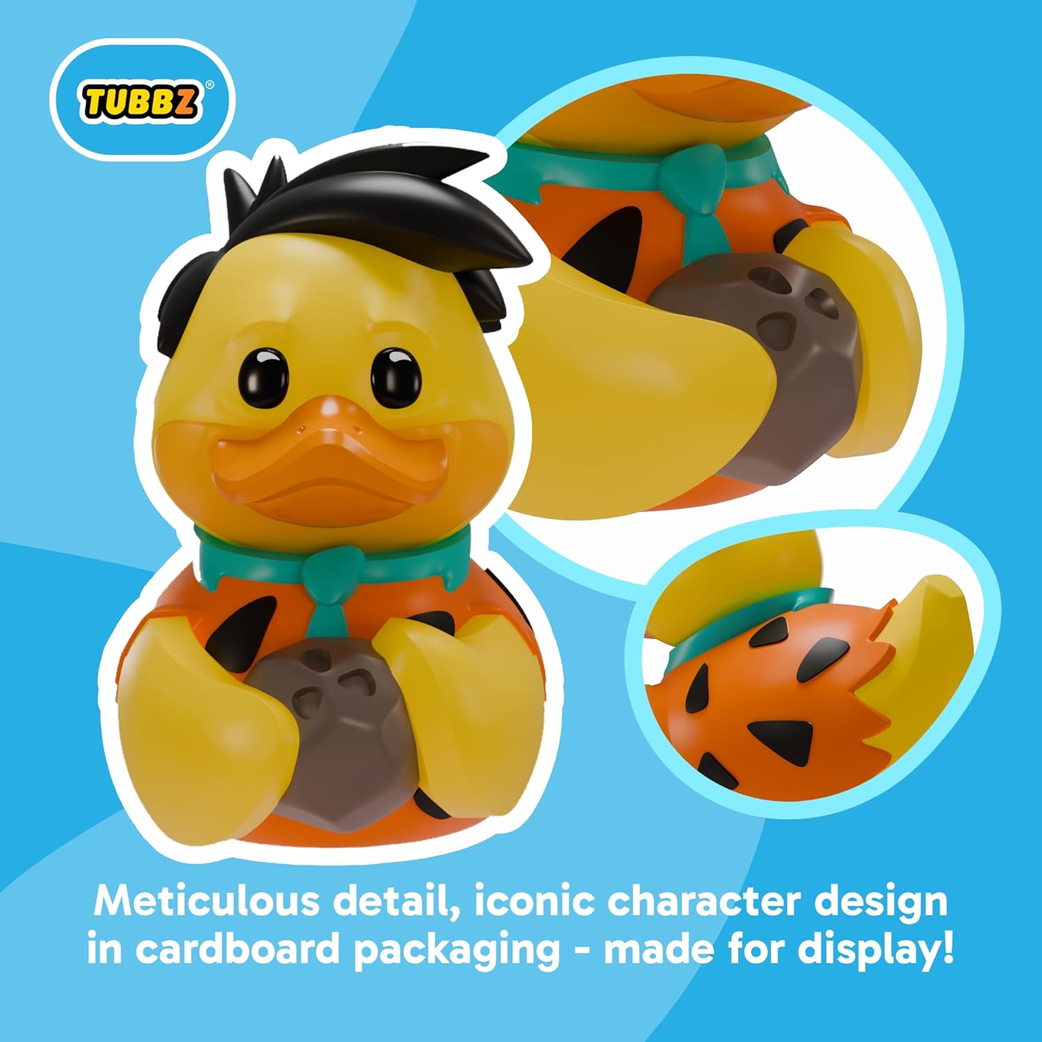 TUBBZ Boxed Edition: Flintstones - Fred Flintstone Cosplaying Rubber Duck Vinyl Figure – Official Collectible for Fans of Flintstones