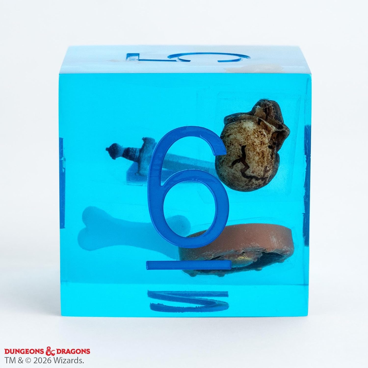 Fanroll Gelatinous Cube Sharp-Edged Mega D6 - D&D Dungeons & Dragons with Inclusions! Jumbo 40mm Sized die for Your Tabletop Games