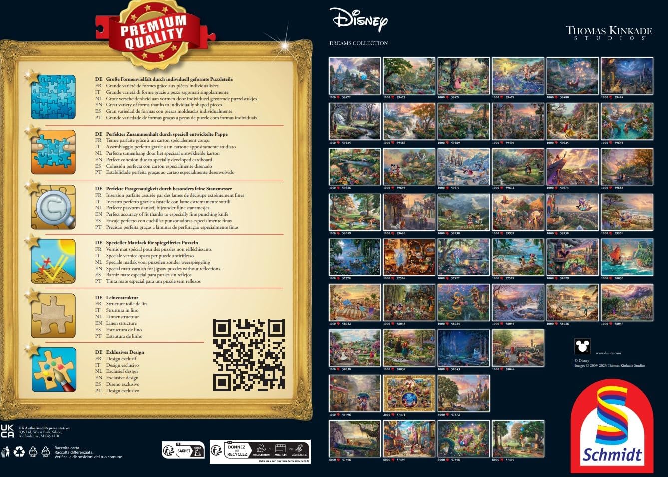 Schmidt Spiele 58047 Disney, Mickey & Minnie Trimming The Tree, Thomas Kinkade, 1000 Piece Puzzle