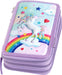 Faber-Castell - Triple Decker Empty Pencil Case with 3 Compartments with Lots of Storage Space and Wallet, for School and Everyday Use, Purple, 20x13x7 cm