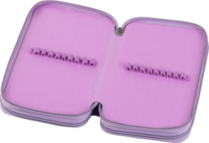 Faber-Castell - Triple Decker Empty Pencil Case with 3 Compartments with Lots of Storage Space and Wallet, for School and Everyday Use, Purple, 20x13x7 cm