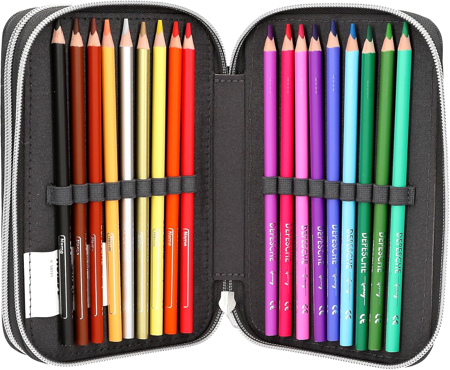 Depesche 14185 Action World Football 2 Compartment Pencil Case with Coloured Pencils, Scissors, Ruler etc.