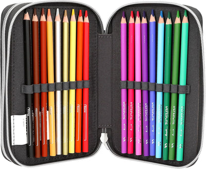 Depesche 14185 Action World Football 2 Compartment Pencil Case with Coloured Pencils, Scissors, Ruler etc.