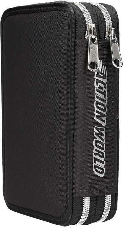 Depesche 14185 Action World Football 2 Compartment Pencil Case with Coloured Pencils, Scissors, Ruler etc.