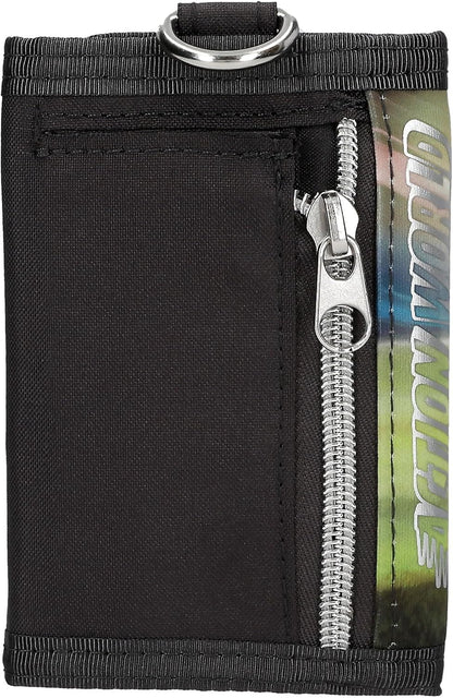 Depesche 14294 Action World Football Wallet in Black with Football Motif, Wallet with Fastening, Snap Hook and Lanyard Strap