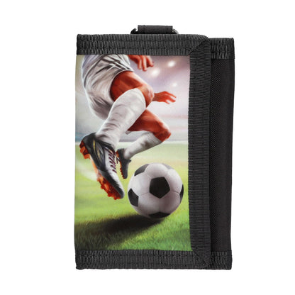 Depesche 14294 Action World Football Wallet in Black with Football Motif, Wallet with Fastening, Snap Hook and Lanyard Strap