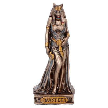 Nemesis Now Bastet Goddess of Protection (Mini) 8.2cm – Egyptian Cat Goddess Resin Figurine, Bronze Mini Statue, Ancient Egyptian Mythology Decor