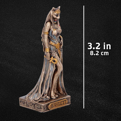 Nemesis Now Bastet Goddess of Protection (Mini) 8.2cm – Egyptian Cat Goddess Resin Figurine, Bronze Mini Statue, Ancient Egyptian Mythology Decor