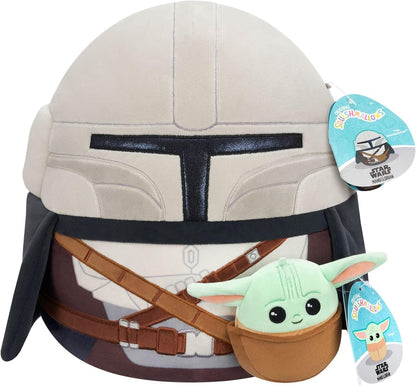 Squishmallows Original Star Wars 12-Inch Mandalorian + 3.5-Inch Grogu Plush (2-Pack), Age 3+