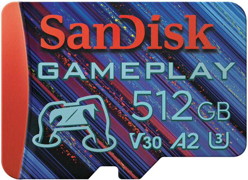SANDISK Gameplay micro SD card 512GB (for mobile/handheld gaming consoles, up to 190 MB/s, for more demanding games, AAA-/3D-/VR-Grafik, 4K-UHD-Videos, A2, V30, U3)