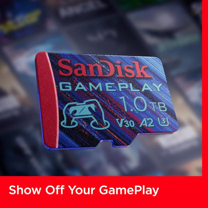 SANDISK Gameplay micro SD card 512GB (for mobile/handheld gaming consoles, up to 190 MB/s, for more demanding games, AAA-/3D-/VR-Grafik, 4K-UHD-Videos, A2, V30, U3)