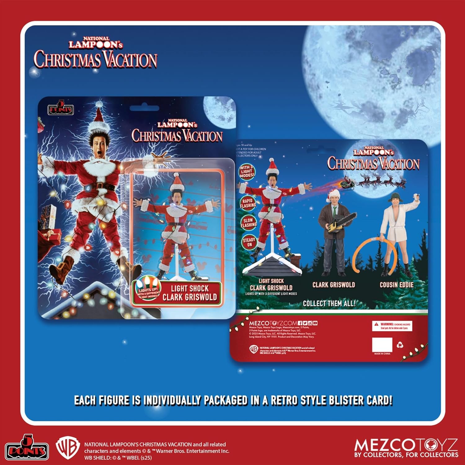 Mezco 5 Points National Lampoon's Christmas Vacation Light Shock Clark Griswold Action Figure