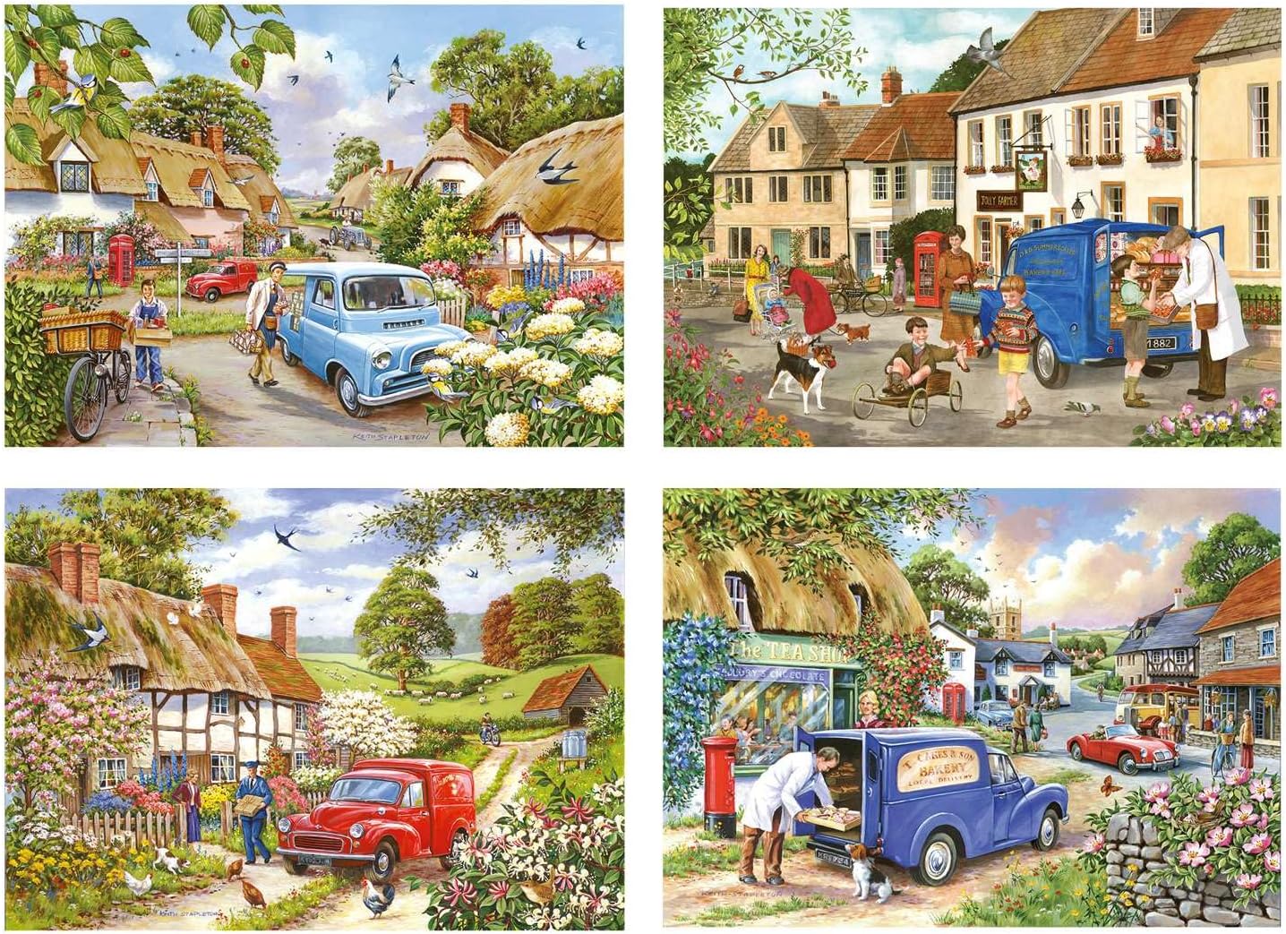 The House of Puzzles | Village Life Jigsaw Puzzles | 500 Piece | Towns and Villages Theme | FSC Certified Board | Multi-Pack | 4 Puzzles