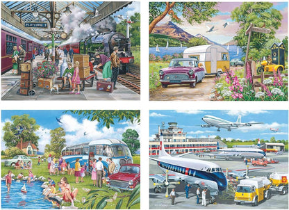 The House of Puzzles | Going Places | 4x 500 Piece Jigsaw Puzzles | Transport Theme | 13 x 19 in | FSC Certified Board
