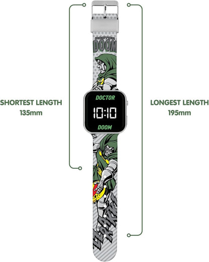 Accutime Doctor Doom LED Display Watch with Silicone Character Strap for Kids