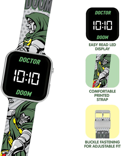 Accutime Doctor Doom LED Display Watch with Silicone Character Strap for Kids