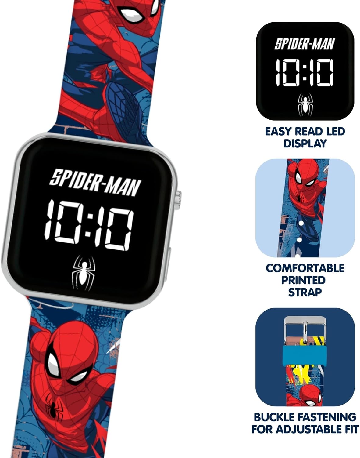 Spiderman LED Display Watch with Silicone Character Strap for Kids