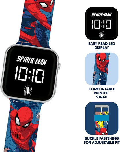 Spiderman LED Display Watch with Silicone Character Strap for Kids