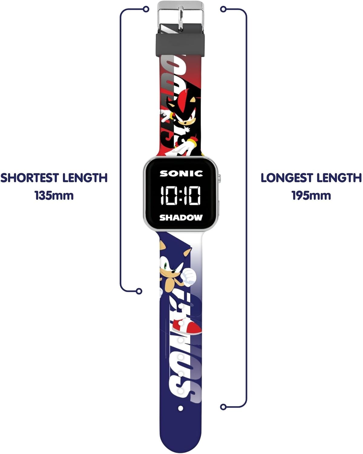 Accutime Sonic and Shadow The Hedgehog LED Display Watch with Silicone Character Strap for Kids