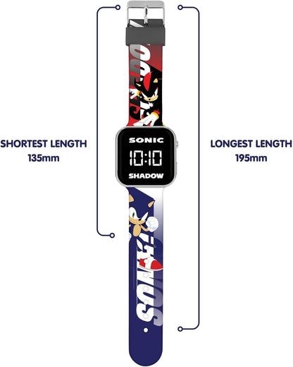 Accutime Sonic and Shadow The Hedgehog LED Display Watch with Silicone Character Strap for Kids