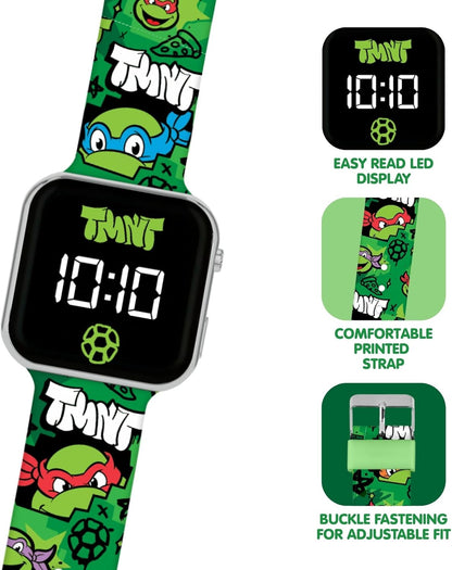 Accutime Teenage Mutant Ninja Turtles LED Display Watch with Silicone Character Strap for Kids