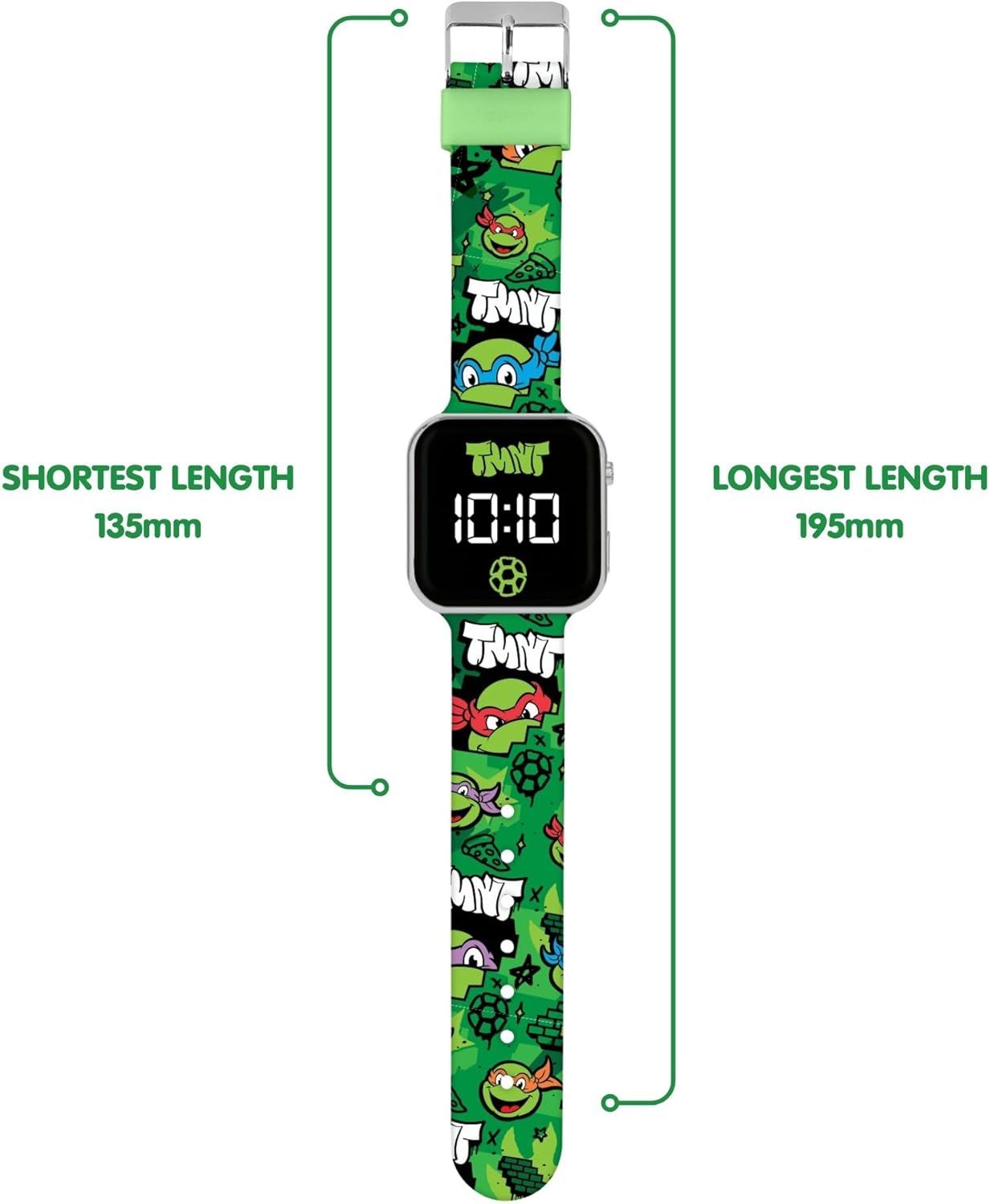Accutime Teenage Mutant Ninja Turtles LED Display Watch with Silicone Character Strap for Kids