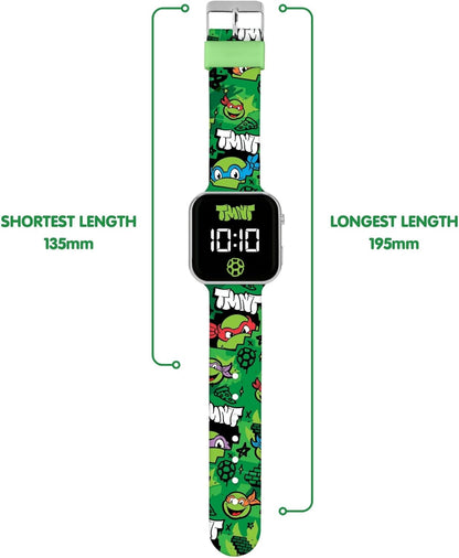 Accutime Teenage Mutant Ninja Turtles LED Display Watch with Silicone Character Strap for Kids