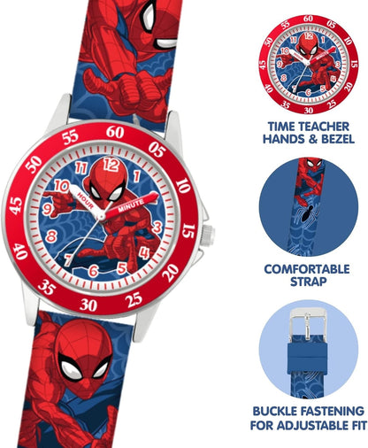 Spiderman Dial Quartz Watch with Silicone Character Strap for Kids