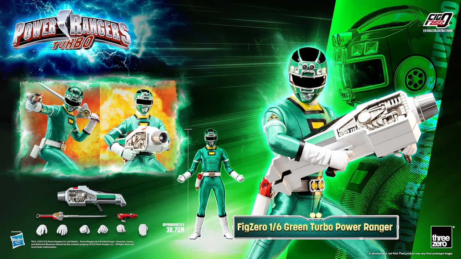 Power Rangers Turbo: FigZero Green Turbo Ranger Action Figure in scala 1:6