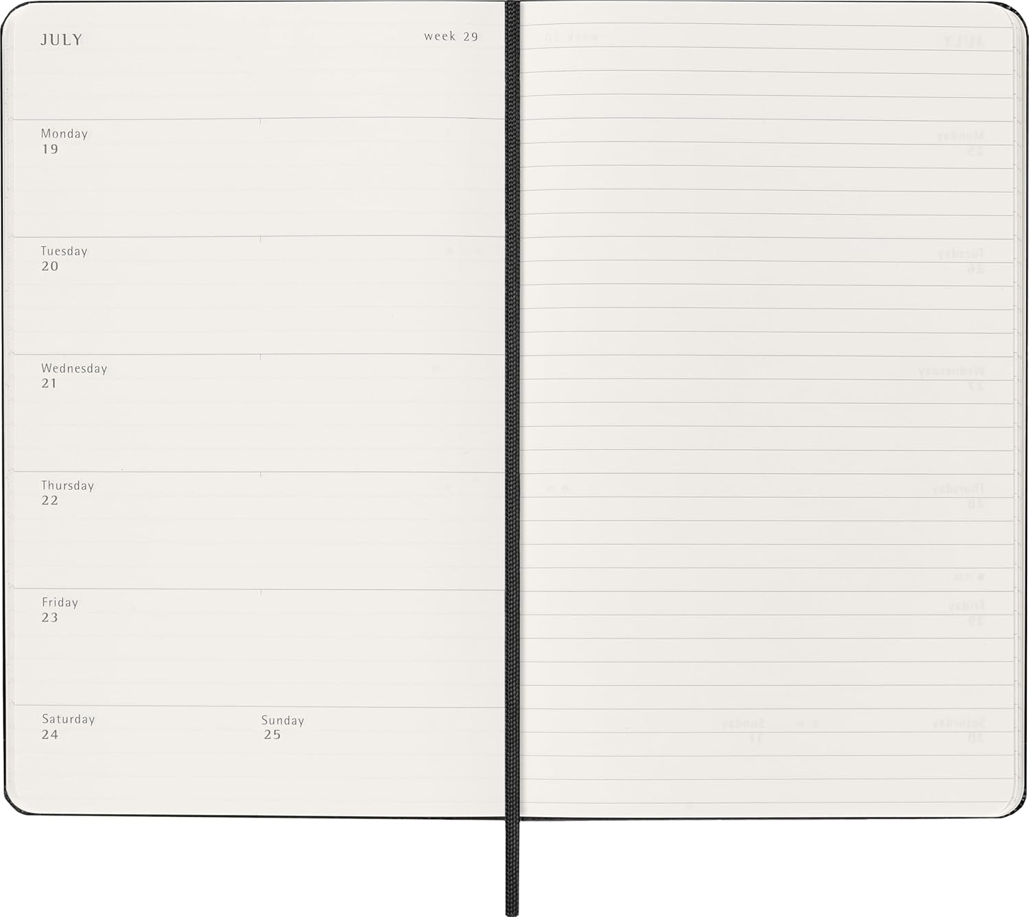Moleskine Weekly Planner 2027, Hard Cover 12 Month Diary with Space for Notes and Elastic Closure, Large 13 X 21 Cm, Black