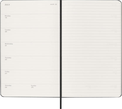 Moleskine Weekly Planner 2027, Hard Cover 12 Month Diary with Space for Notes and Elastic Closure, Large 13 X 21 Cm, Black