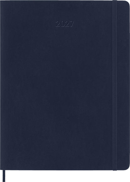 Moleskine Weekly Planner 2027, Soft Cover 12 Month Diary with Space for Notes and Elastic Closure, XL 19x25 Cm, Sapphire Blue