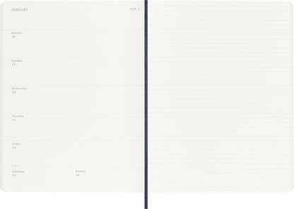 Moleskine Weekly Planner 2027, Soft Cover 12 Month Diary with Space for Notes and Elastic Closure, XL 19x25 Cm, Sapphire Blue