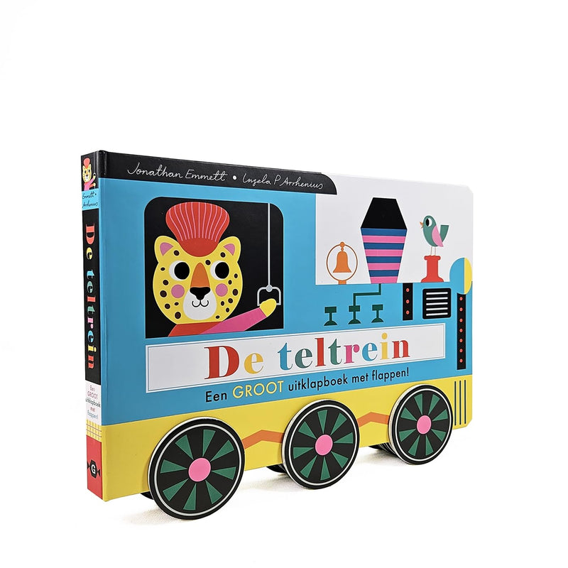De teltrein: een groot uitklapboek met flappen!