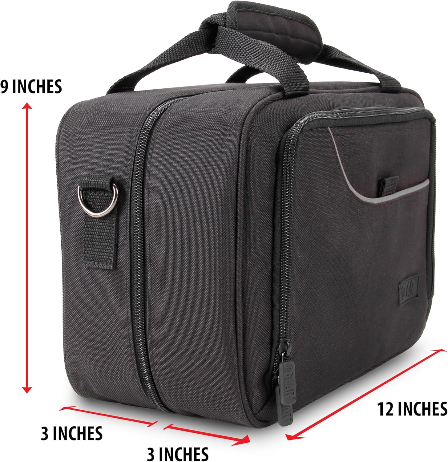 USA Gear Kartendeck-Aufbewahrungstasche, kompatibel mit TCG- und CCG-Kartenspielen – Kartenschutztasche mit Riemen, Anpassbarer Innenraum – Passend für Boxen und lose Karten – Schwarz