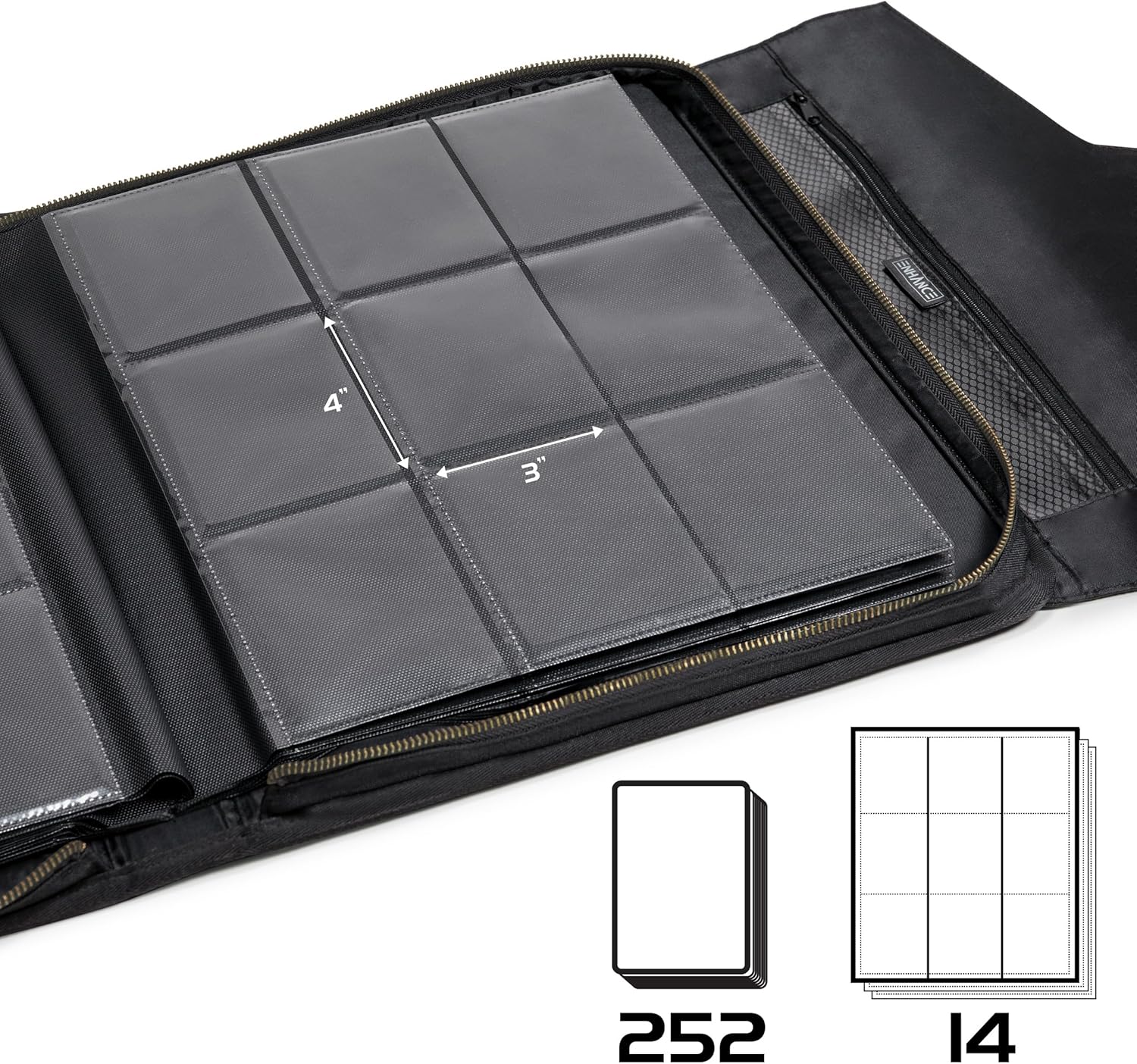 ENHANCE Raccoglitore Standard di Caricamento Dal'alto - Album TCG per 252 carte Toploader con Pagine a 9 Tasche, Esterno Protettivo Premium, Tasca per Tag - Compatibile con Magic the Gathering e Altro