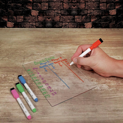 ENHANCE Tabellone LED Scrivibile Vaschetta Porta Dadi per Giochi da Tavolo Tray per Lancio Dadi con 7 Colori LED, Controllo Touch 4 Pennarelli, Base in Bamb Eco Ideale per Game Night, MTG e RPG