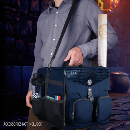 ENHANCE Brettspiel-Umhängetasche - Collector’s Edition Aufbewahrung mit Schultergurt & Zubehörfächern für Würfel, Karten un mehr - Verstärkte Tasche schützt Tabletop-Spiele (Drachen Blau