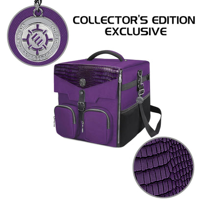 ENHANCE Brettspiel-Umhängetasche - Collector’s Edition Aufbewahrung mit Schultergurt & Zubehörfächern für Würfel, Karten un mehr - Verstärkte Tasche schützt Tabletop-Spiele (Drachen Lila