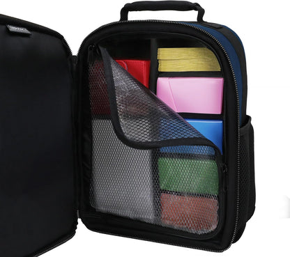 ENHANCE Collector's Edition Kleine Karten-Rucksack - Karten-Protektor Bildschirm, Aufbewahrung, Deckboxen - TCG Rucksack mit Spielmattenhalter, Kompatibel mit Magic the Gathering (Drachen Blau