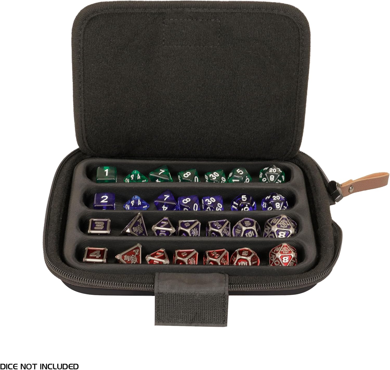 ENHANCE Designer Edition Würfeltablett – Würfel-Case & Würfelhalter für 28+ Würfel mit robuster Eva-Schale & Schutz – Würfelbrett mit herausnehmbarem Halter für DND & andere RPG Spiele (Schwarz
