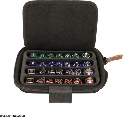 ENHANCE Designer Edition Würfeltablett – Würfel-Case & Würfelhalter für 28+ Würfel mit robuster Eva-Schale & Schutz – Würfelbrett mit herausnehmbarem Halter für DND & andere RPG Spiele (Schwarz