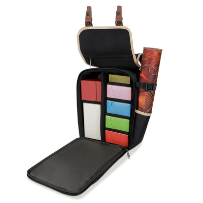 ENHANCE Designer Edition Kompakter MTG-Rucksack mit anpassbarem Innenraum für Magic: The Gathering, Lorcana & mehr - Zubehörfach für Würfelbeutel, Boosterpacks, Tag Tracker, Playmat-Fach (Schwarz