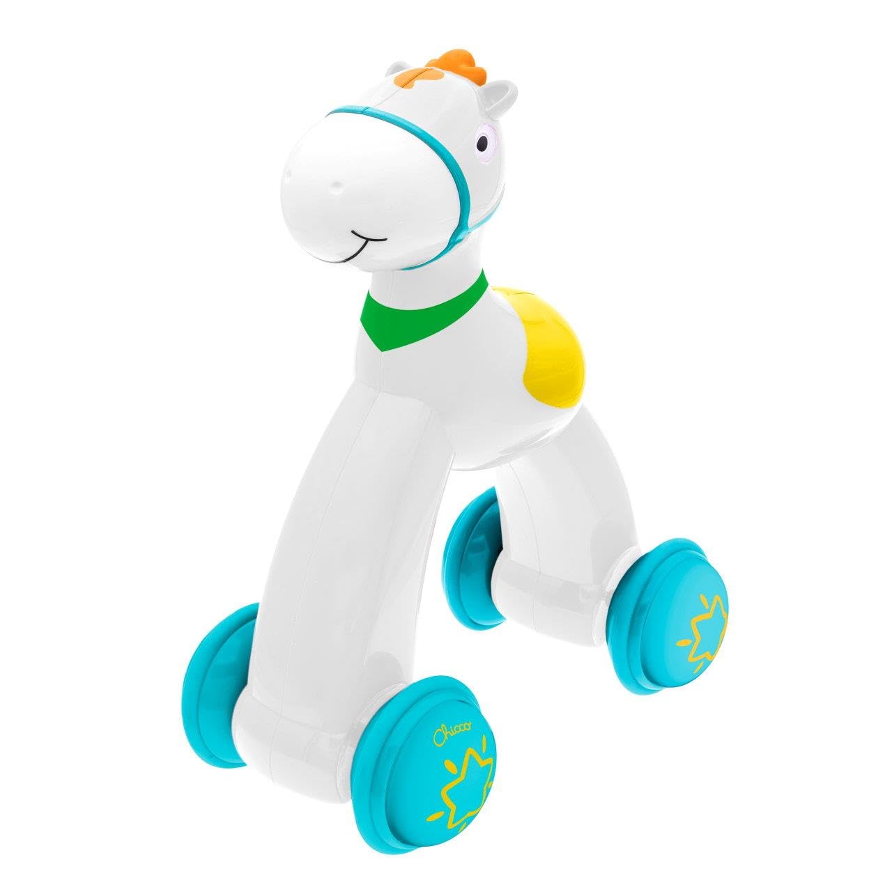 Chicco Push&Go Horse Baby Toy 12-36 Months to Promote Psychomotor Skill, Stimulates Babies to Run, Colourful and Attractive Design with Rubber Wheels, Toy for Toddlers