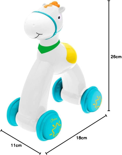 Chicco Push&Go Horse Baby Toy 12-36 Months to Promote Psychomotor Skill, Stimulates Babies to Run, Colourful and Attractive Design with Rubber Wheels, Toy for Toddlers