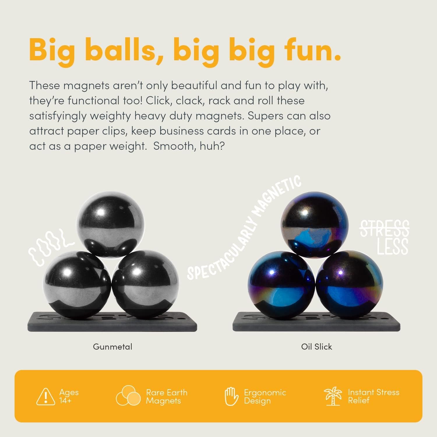 Speks Supers Magnetic Balls Fidget Toy for Adults and Teens 14+ | Stress Relief, Desk Toy | Set of 3 | Oil Slick